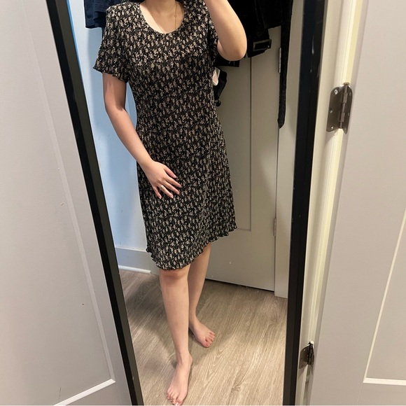 Vintage dressbarn pleated floral dress padded shoulder - Picture 2 of 6